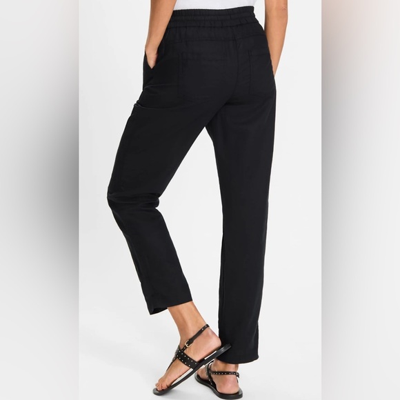 Olsen Lisa Drawstring Black Linen Blend Pant Size 16 - Picture 3 of 12